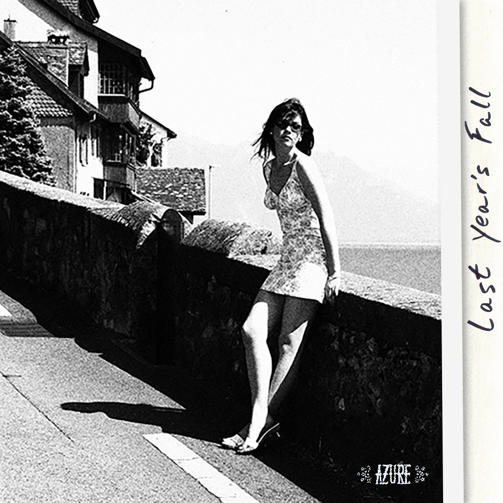 AZURE, Swiss singer and songwriter leaning against a wall. Last Year's Fall single cover art